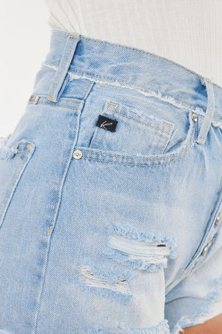 Kancan Distressed Button Fly Denim Shorts by Jade Icarus