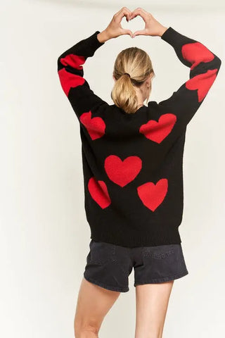 Heart Print Oversized Sweater by Jade Icarus