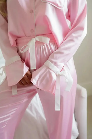 Collared Neck Long Sleeve Top and Pants Lounge Set by Jade Icarus