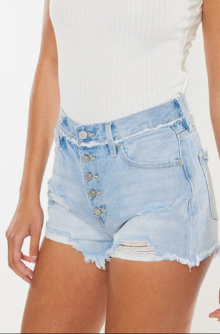 Kancan Distressed Button Fly Denim Shorts by Jade Icarus