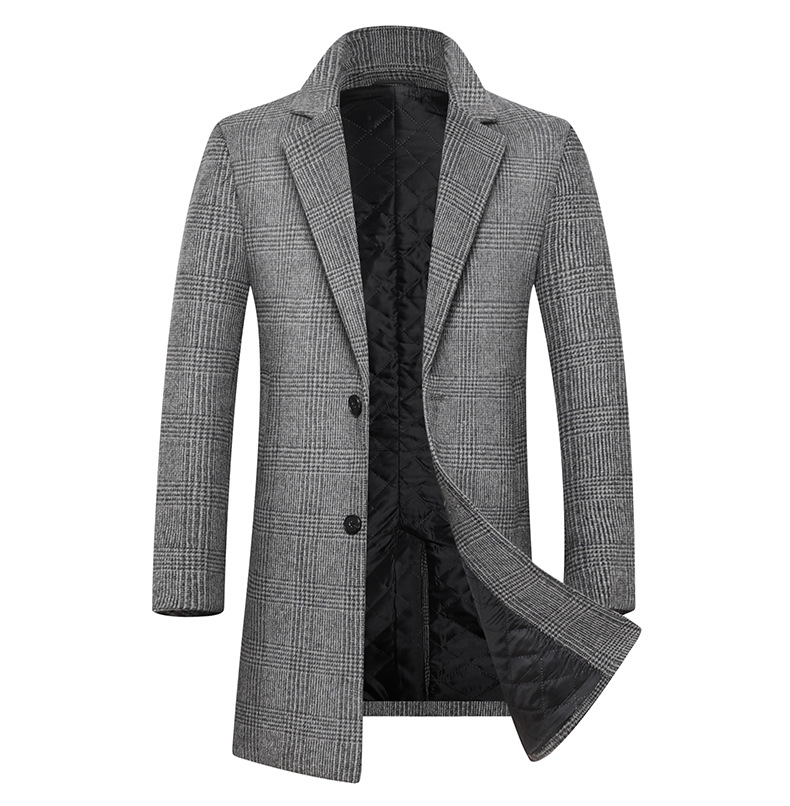 Men's Plaid Wool Coat - Single Breasted Winter Jacket
