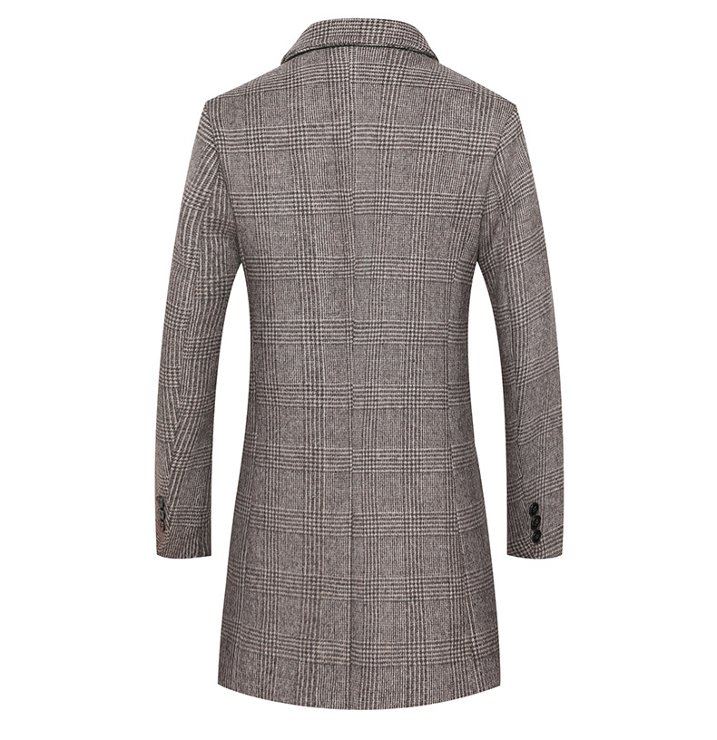 Men's Plaid Wool Coat - Single Breasted Winter Jacket