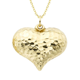 14k Gold Puff Heart Charm and Necklace 18" by Jade Hermes