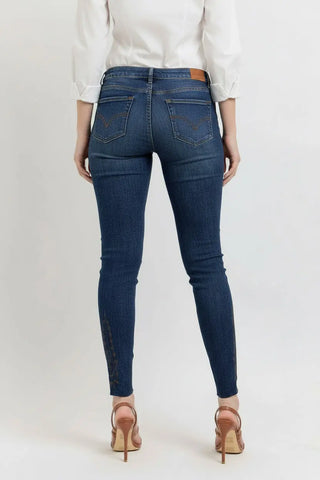 Judy Blue Embroidered High Rise Skinny Jeans Jade Icarus