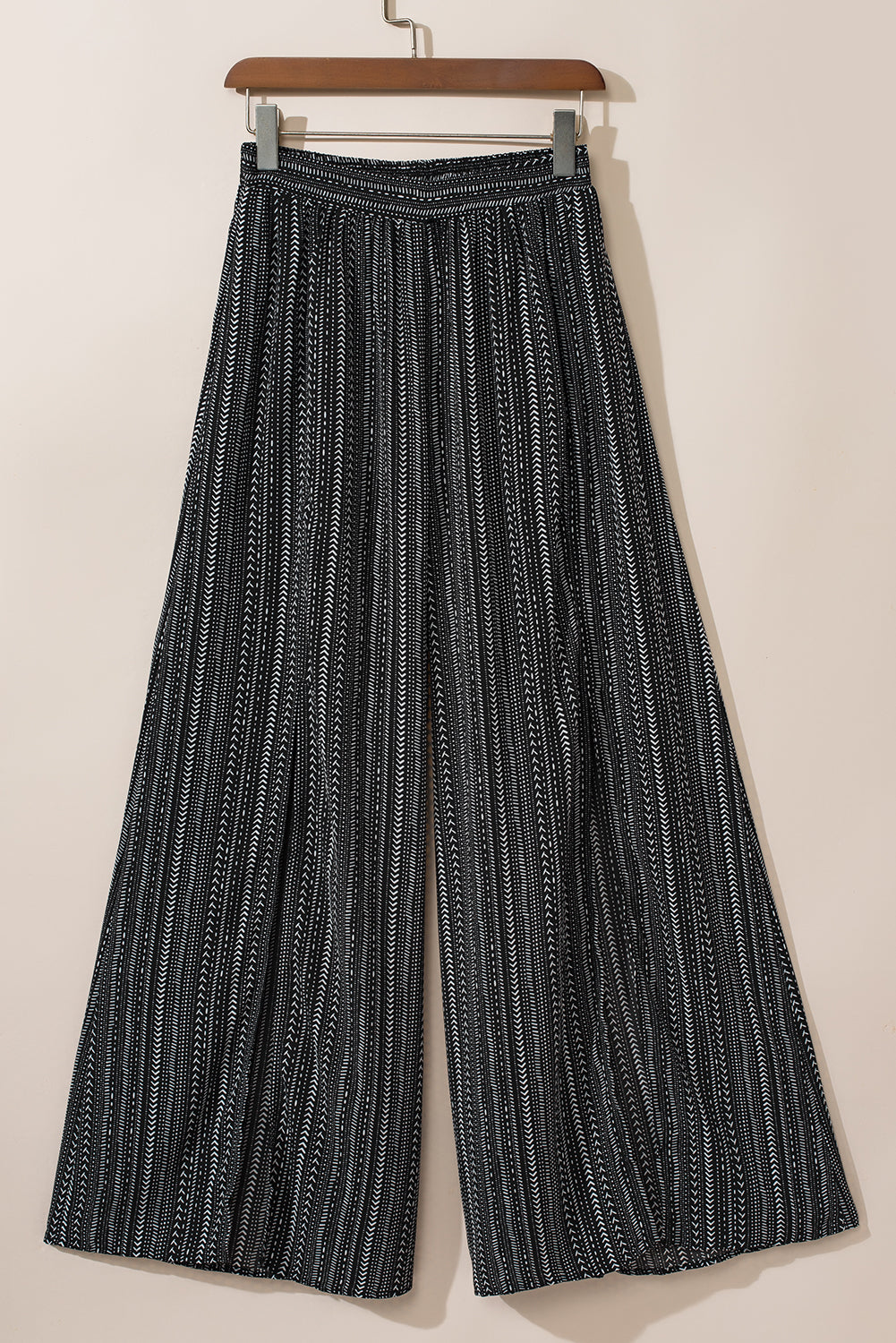 Striped Printed Slit Wide Leg High Waist Pants