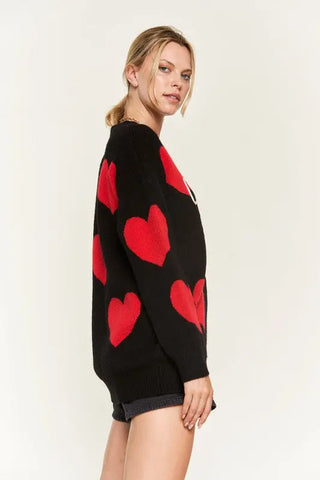 Heart Print Oversized Sweater by Jade Icarus