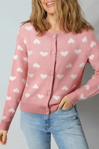 Heart Button Front Cardigan Sweater by Jade Icarus