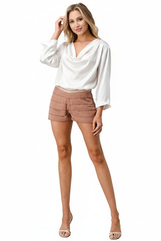 Tiered Beaded Trim Shorts