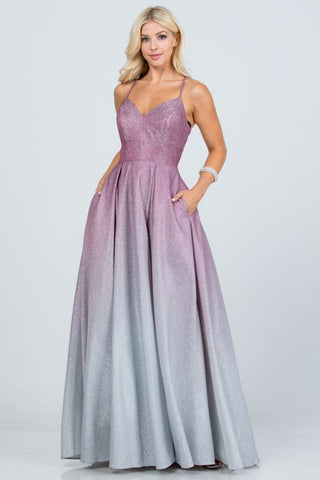 Glitter Ombre A-Line Evening Gown - Sweetheart Corset Prom Dress | Kayes+Kloset