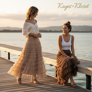 Kayes+Kloset Ruffled Maxi Skirt Lifestyle Ad