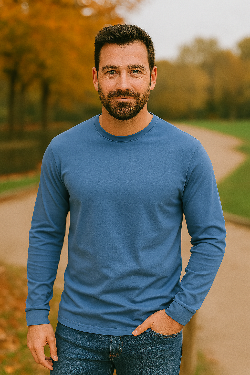 Men's Cotton Round Neck Long Sleeve T-Shirt