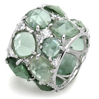 Rhodium 925 Sterling Silver Ring with Synthetic Stone