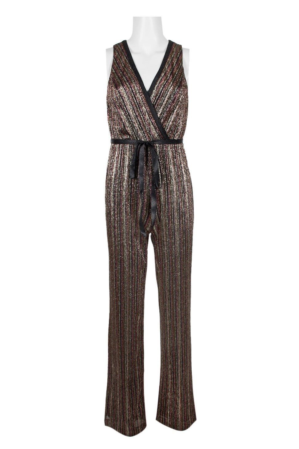 Aidan by Aidan Mattox V-Neck Sleeveless Piping Detail Tie Front Zipper