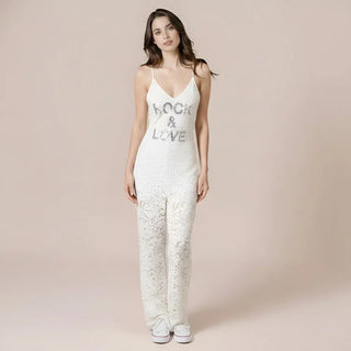 'Rock & Love' White Lace Italian Jumpsuit by Olive Nesoi