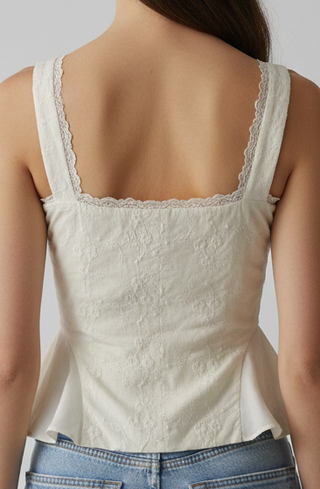 Peplum Camisole - Back View on Model