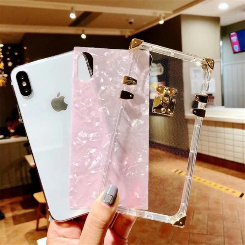 Luxury Square Clear TPU Cases For iPhone 12 11 Pro Max Shockproof Soft