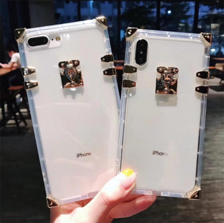 Luxury Square Clear TPU Cases For iPhone 12 11 Pro Max Shockproof Soft