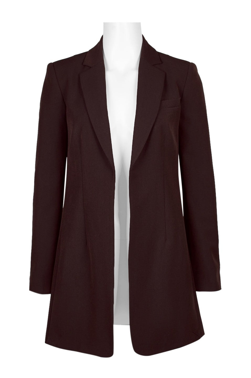 Tahari ASL Notched Collar Open Front Long Sleeve Crepe Jacket
